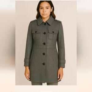 Women's Coat Kenneth Cole Wool Gray Coat Mid Knee Length Size 10 New $370